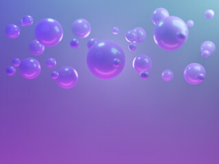 Abstract background with flying spheres, 3D render