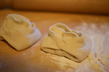 Handmade dumplings process in the kitchen