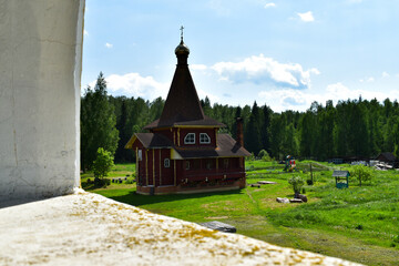 view from the bell tower to the chapel