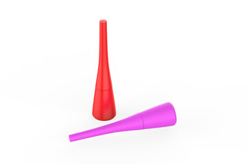 Realistic eyeliner with liquid brush. Container of cosmetic product for makeup and beauty eyes. 3d illustration 