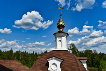 top of the church on a background of clouds