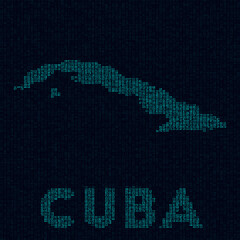 Cuba tech map. Country symbol in digital style. Cyber map of Cuba with country name. Vibrant vector illustration.