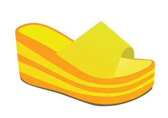 Yellow and orange striped woman sandal. vector illustration