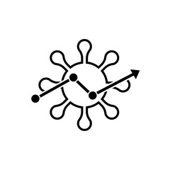 corona virus with statistic icon with line art icon design illustration