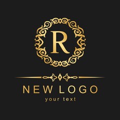 Elegant stylish logo with a pattern. Retro logo with the decor.