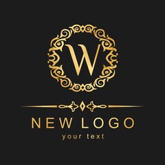 Elegant stylish logo with a pattern. Retro logo with the decor.