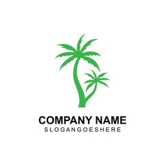 Coconut tree summer logo template vector illustration