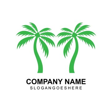 Coconut tree summer logo template vector illustration