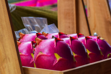 A pitaya or pitahaya is the fruit, red pitaya in the wood