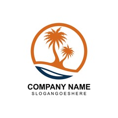 Fototapeta na wymiar Coconut tree summer logo template vector illustration