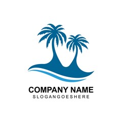 Coconut tree summer logo template vector illustration