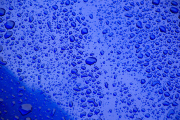 Rain drops on the blue background