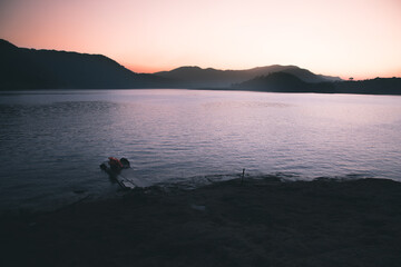 sunset over the lake