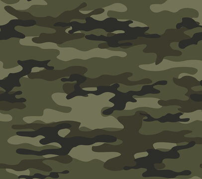 
Camo military pattern seamless on print. Forest background. Vector