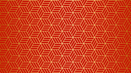 Fototapeta premium Chinese traditional oriental ornament background, red golden clouds pattern seamless. vector illustration.