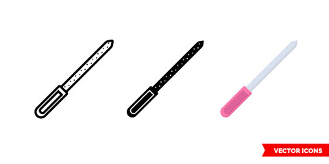 Nail file icon of 3 types. Isolated vector sign symbol.