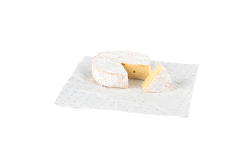 various types of cheese isolated on white background and wedge of cheese