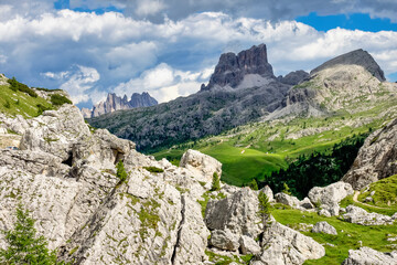 Fototapeta premium Dolomites Mountains, Passo Valparola, Cortina d'Ampezzo, Belluno in Italy