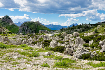 Fototapeta na wymiar Dolomites Mountains, Passo Valparola, Cortina d'Ampezzo, Belluno in Italy