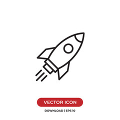 Rocket icon vector. Simple outline rocket sign