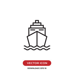 Ship icon vector. Cruise sign