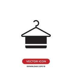 Hanger with towel icon vector. Clothes hanger sign