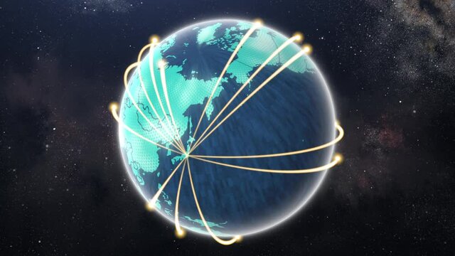 ネットワークで世界に発信【IT系イメージのCG地球】