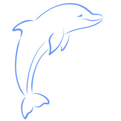 cute smiling dolphin, black outline on a white background © YuliaRafael Nazaryan