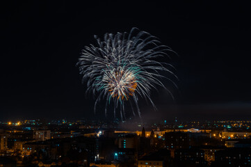 fireworks over the night city