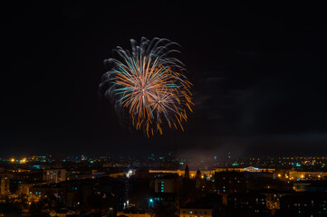 fireworks over the night city