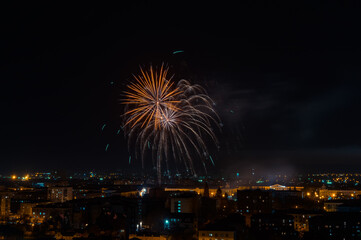 fireworks over the night city