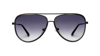 Sunglasses aviator isolated on white background. Sun glasses summer accessories black color. Front...