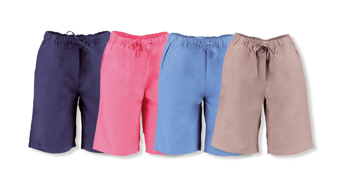 Collection of breeches with elastic and ties on a white background. Isolated image on a white background. 