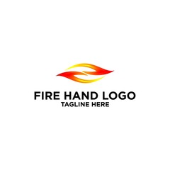 Fototapeta na wymiar Unique fire hand logo design