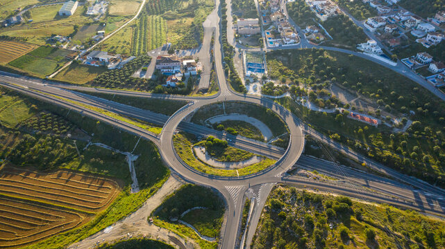Aerial view of empty road in Co&Igrave;n, Malaga Spain