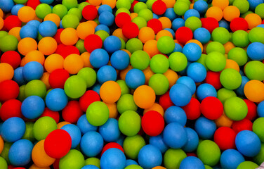 A fun composition of yellow, red, blue and green balls