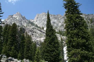 Grand Tetons in Wyoming with snow on mountains