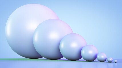 Several spheres of different sizes. Abstract backdrop.