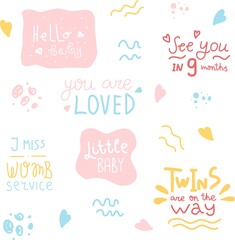 Pregnancy Announcements. you are loved, hello baby, i miss womb. Lettering photography family overlay set. Baby photo album elements.