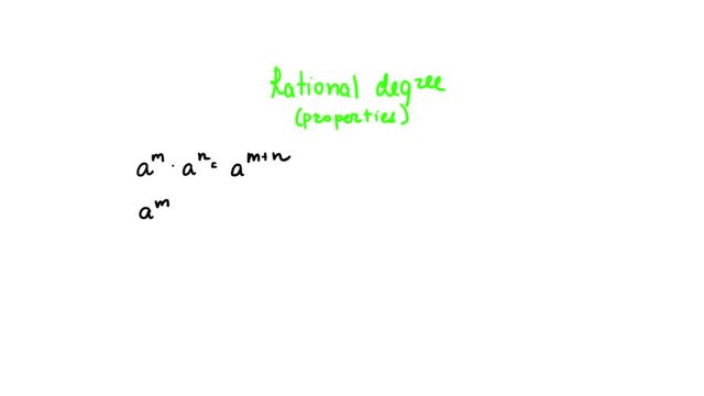 Algebra. Rational degrees. Formulas on a white background.
