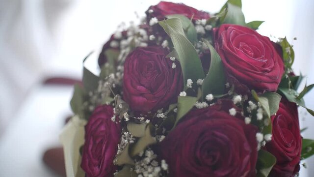 The bride's bouquet, biedermeier, slow zoom in