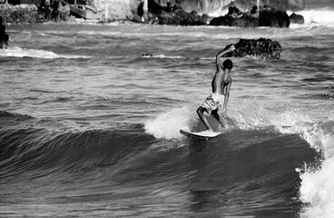 Surfing passion at the sea.