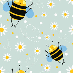 Honey bee seamless pattern