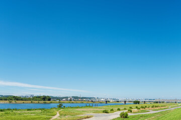 Fototapeta na wymiar 多摩川河川敷の風景
