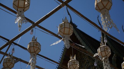 Fototapeta na wymiar Asian Lanterns at Temple