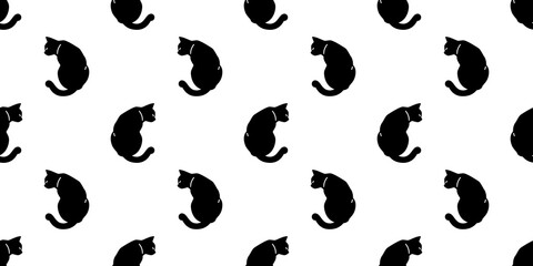 cat seamless pattern kitten vector breed calico animal pet scarf isolated repeat wallpaper cartoon tile background doodle illustration black design