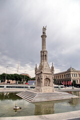 Fototapeta na wymiar Monument to Columbus at Plaza de Colon in City of Madrid, Spain