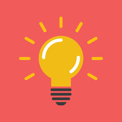 Fototapeta premium Light bulb icon. Electric lamp illustration, symbol of idea, innovation and solution.