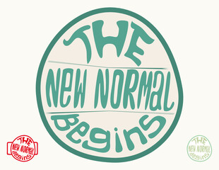 Obraz premium set of the new normal begins typography cartoon style vector illustrations