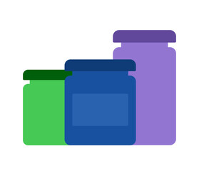 Jars with paints for drawing vector flat isolated